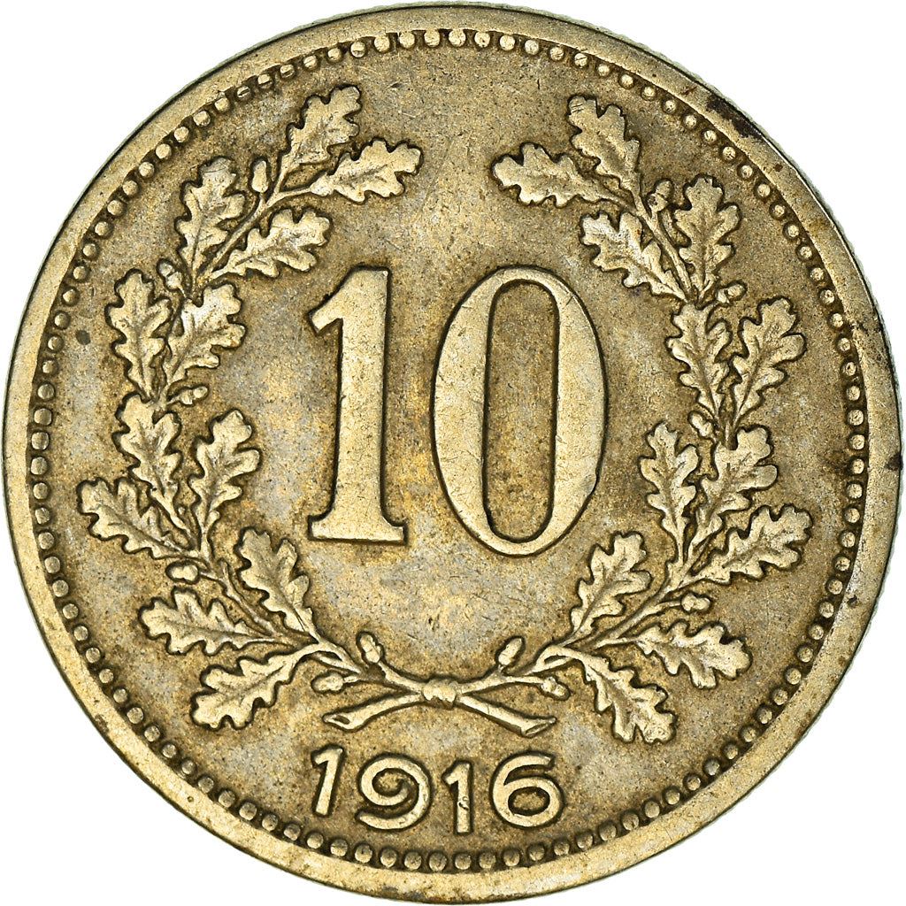 Austrian Empire | 10 Hellers Coin | Habsburg-Lorraine Shield | Oak Wreath | Km:2822 | 1915 - 1916