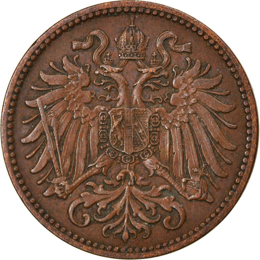 Austrian Empire | 2 Hellers Coin | Art Nouveau | Habsburg-Lorraine Shield | Km:2801 | 1892 - 1915