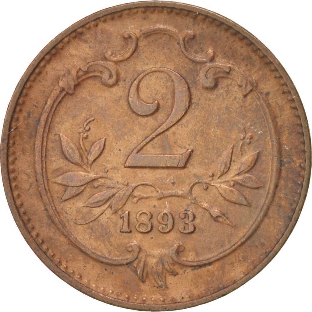 Austrian Empire | 2 Hellers Coin | Art Nouveau | Habsburg-Lorraine Shield | Km:2801 | 1892 - 1915