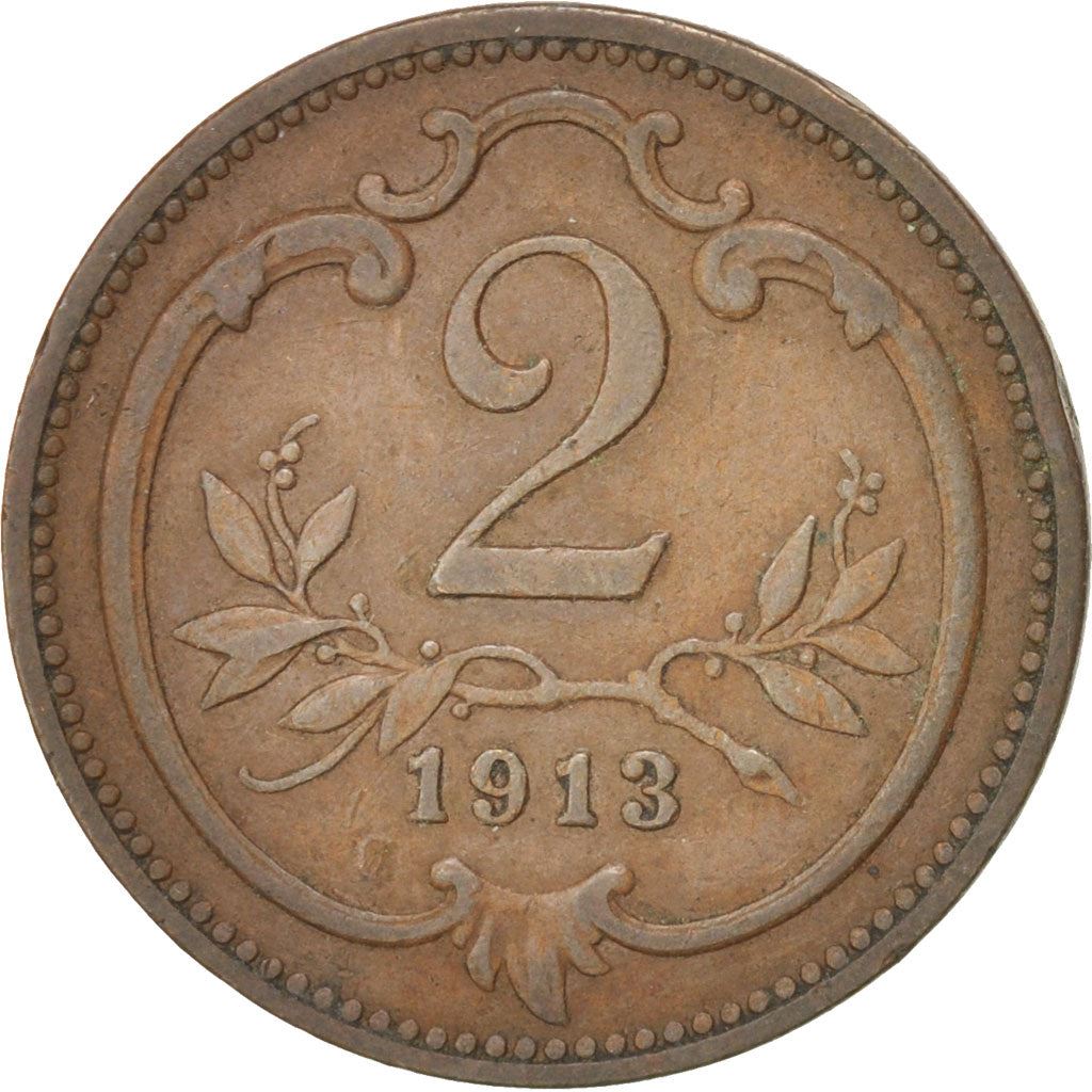 Austrian Empire | 2 Hellers Coin | Art Nouveau | Habsburg-Lorraine Shield | Km:2801 | 1892 - 1915