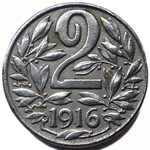 Austrian Empire | 2 Hellers Coin | Austrian Escutcheon | Km:2824 | 1916 - 1918