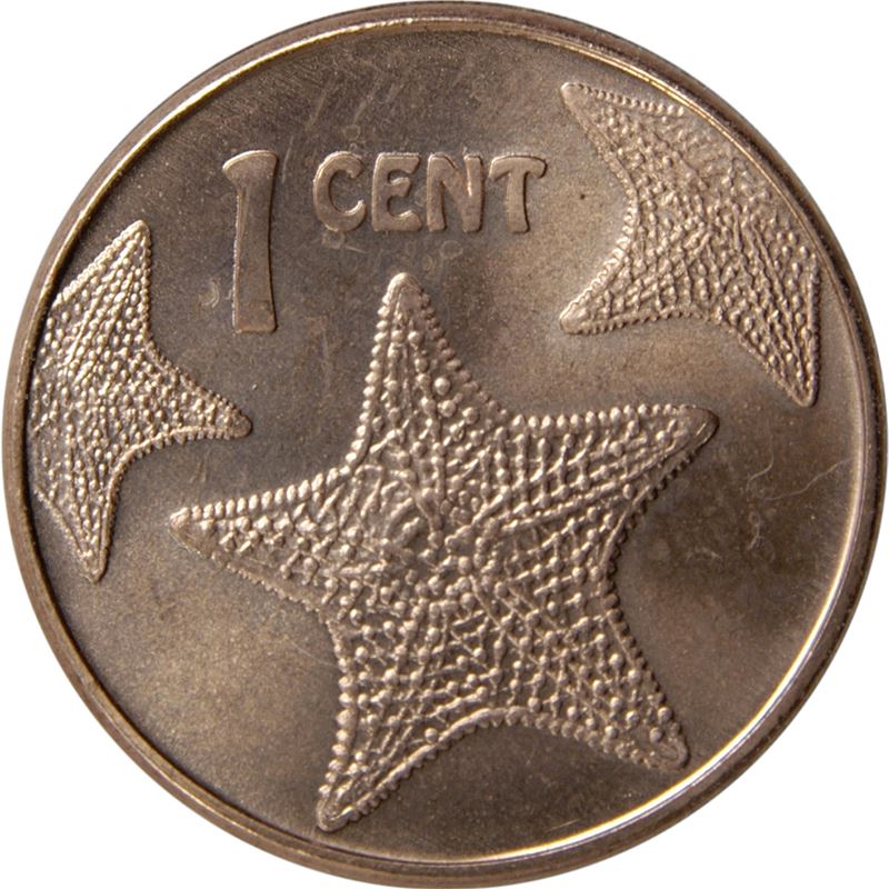 Bahamas | 1 Cent Coin | Starfish | Flamingo | Marlin | KM218.1 | 2006 - 2007