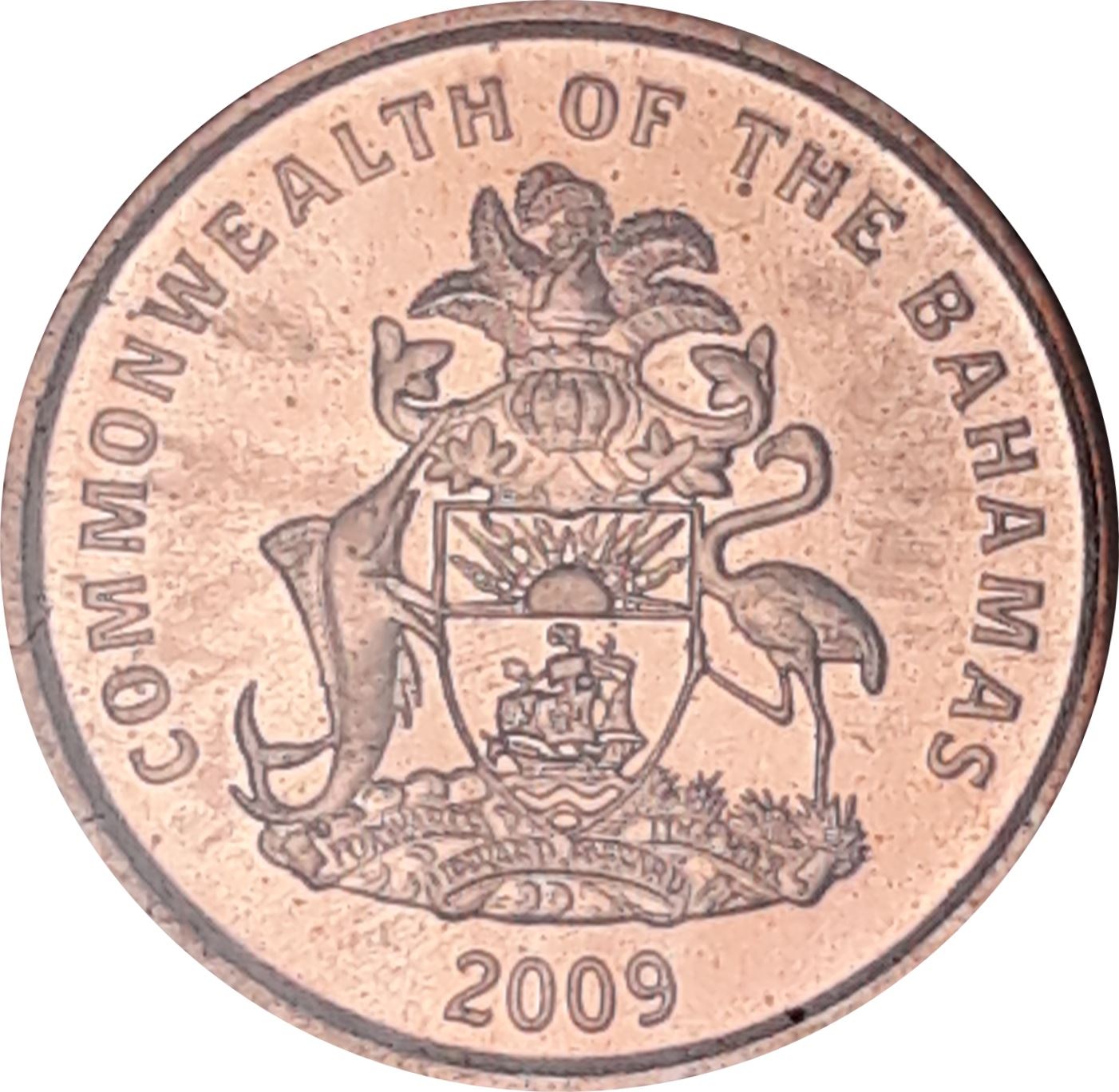 Bahamas | 1 Cent Coin | Starfish | Flamingo | Marlin | KM218.2 | 2009 - 2015