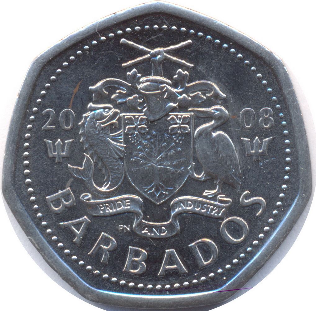 Barbados 1 Dollar Coin | Queen Elizabeth II | Flying Fish | KM14.2a | 2007 - 2009