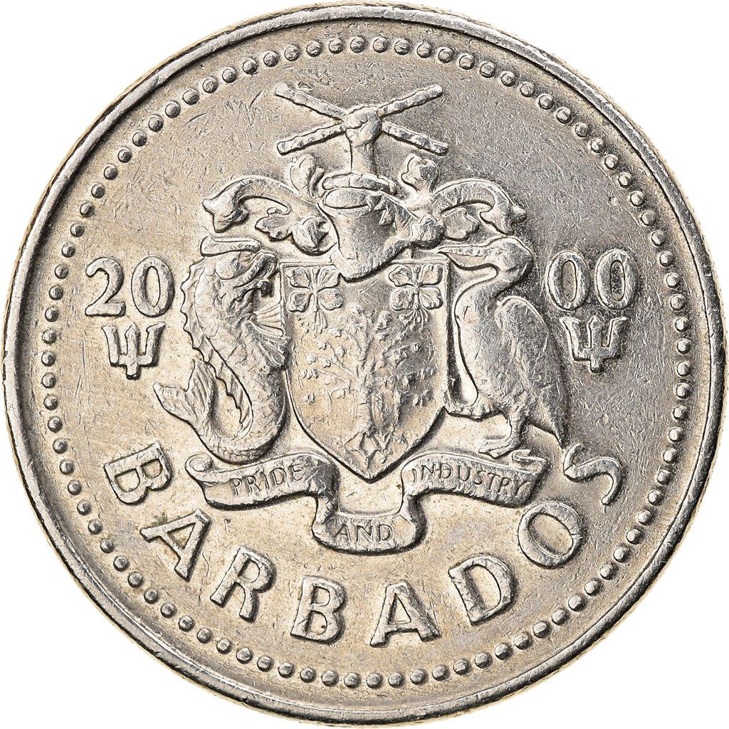 Barbados 25 Cents Coin | Queen Elizabeth II | Windmill | KM13 | 1973 - 2006