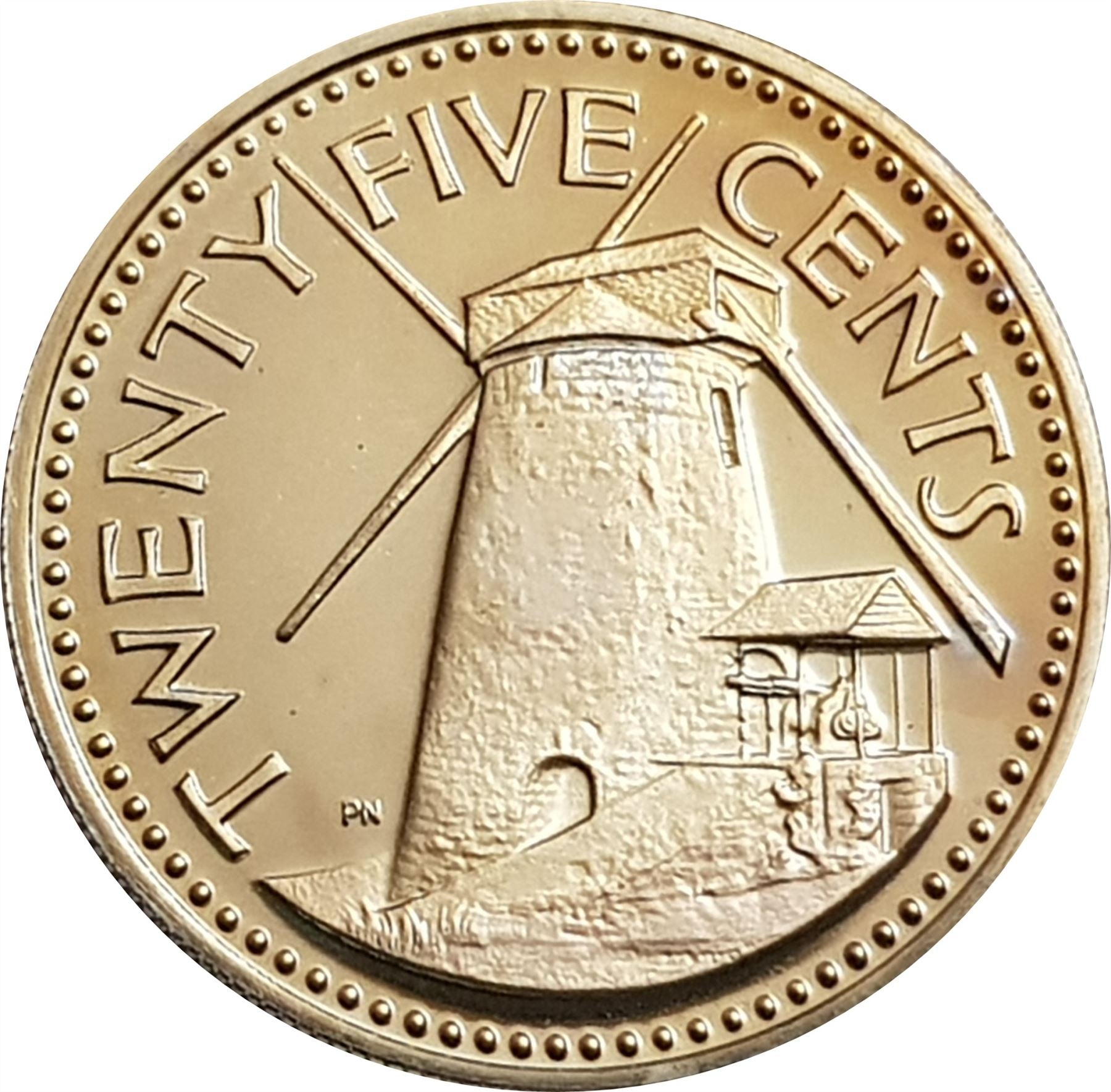 Barbados 25 Cents Coin | Queen Elizabeth II | Windmill | KM13 | 1973 - 2006