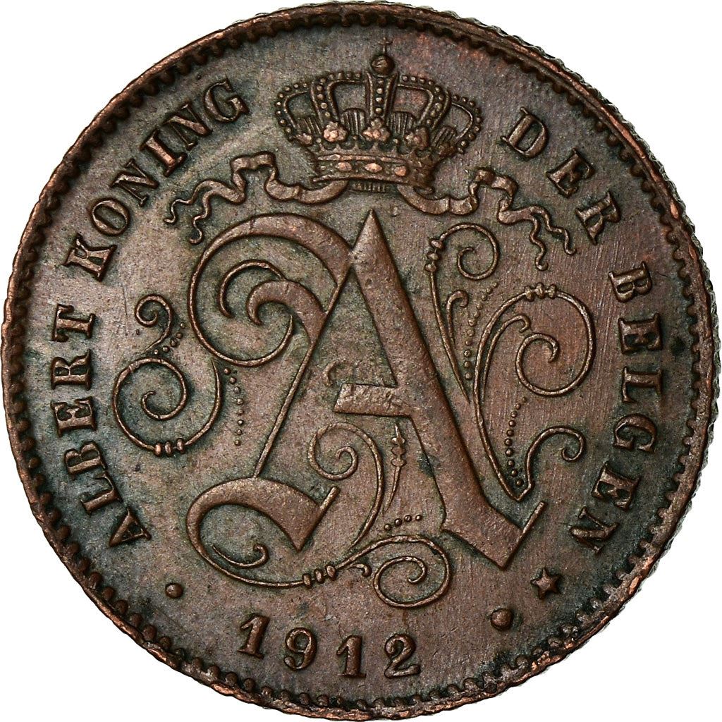 Belgian 1 Centime Coin | Albert I Belgie | Lion | Constitution | Star | KM77 | 1912