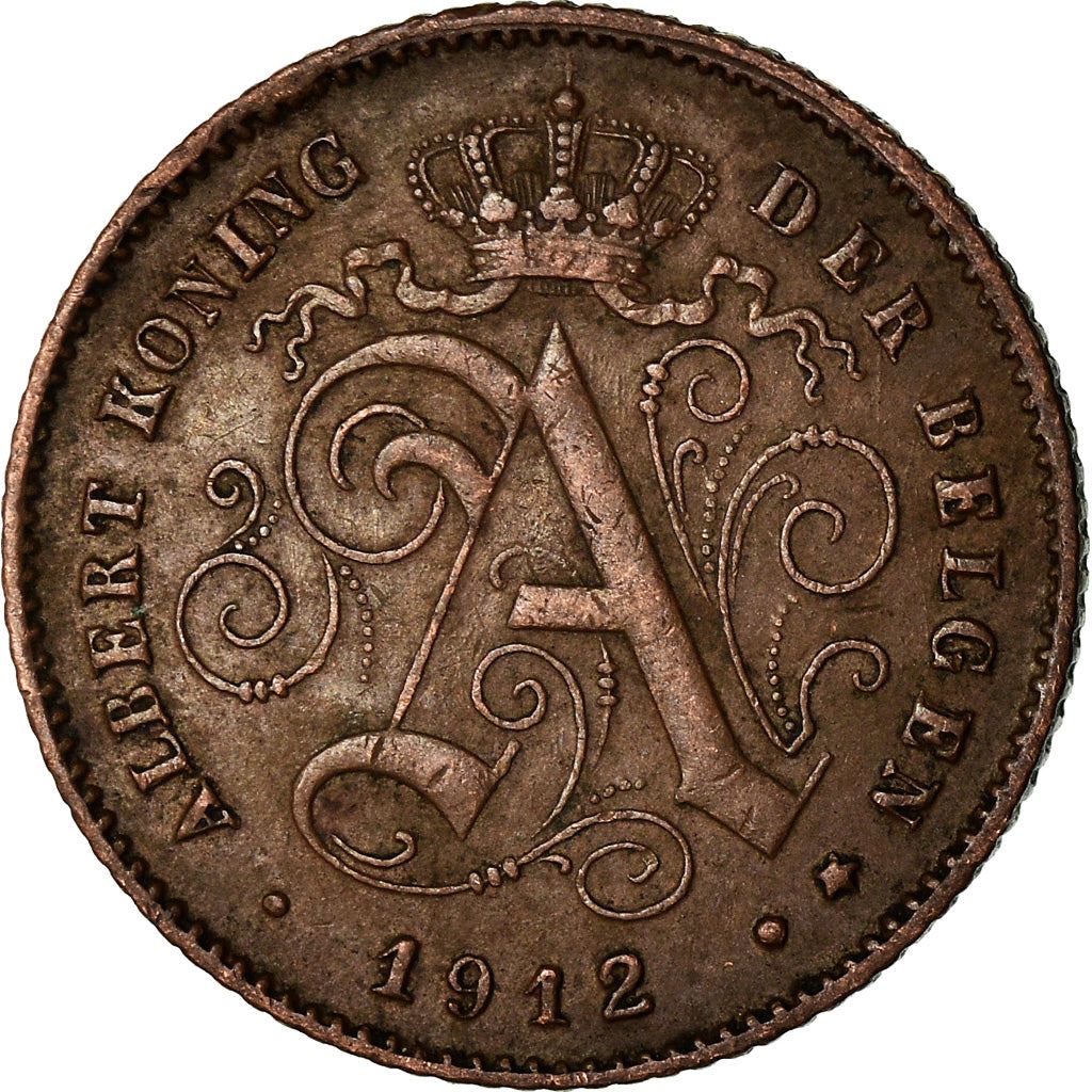 Belgian 1 Centime Coin | Albert I Belgie | Lion | Constitution | Star | KM77 | 1912