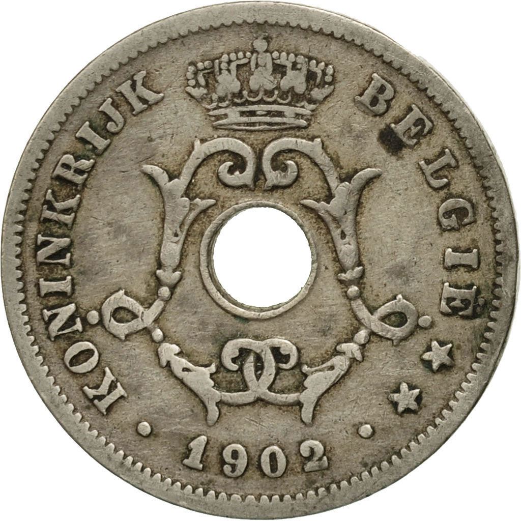 Belgian 10 Centimes Coin | Leopold II Belgie | Olive Branch | Star | KM49 | 1902 - 1903