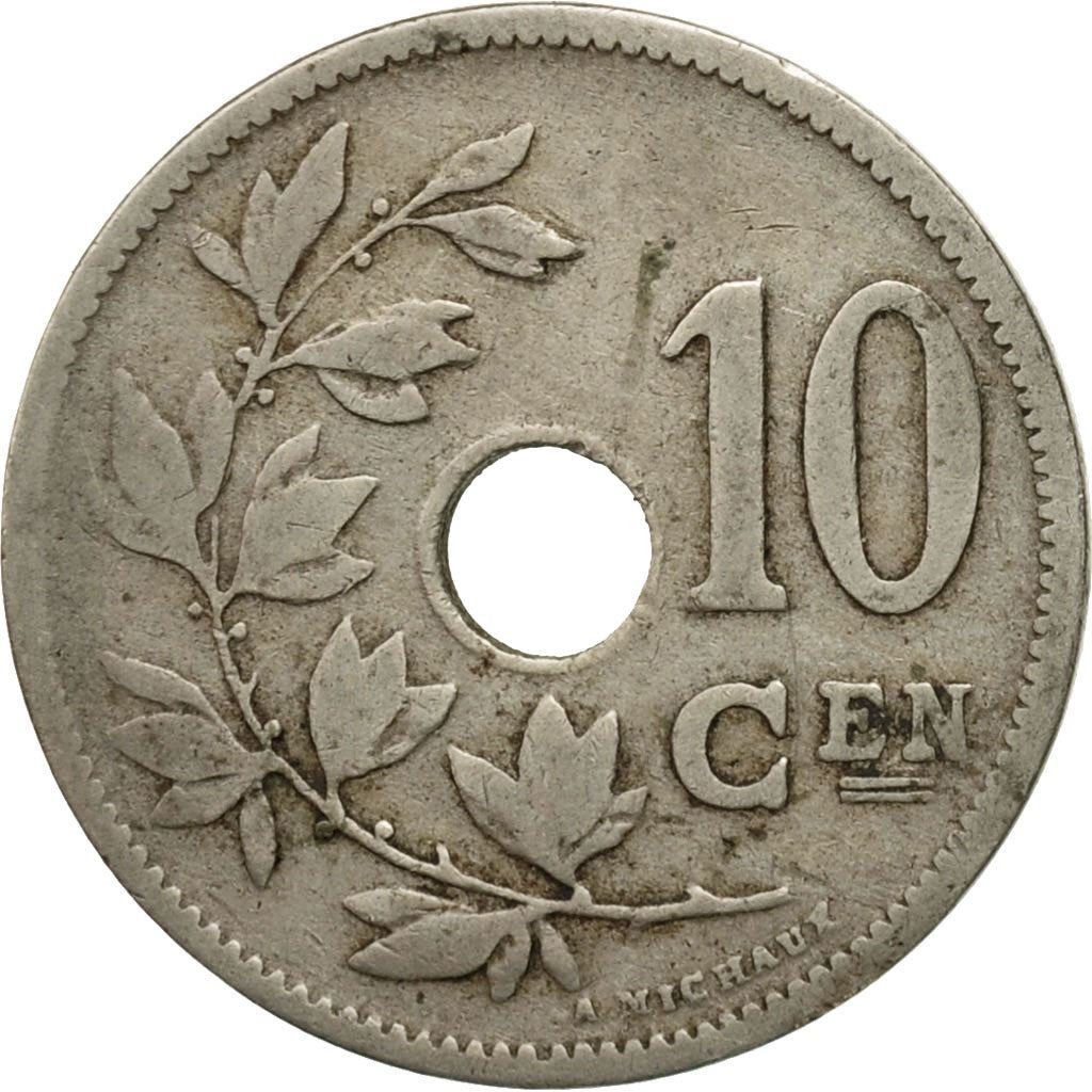 Belgian 10 Centimes Coin | Leopold II Belgie | Olive Branch | Star | KM49 | 1902 - 1903