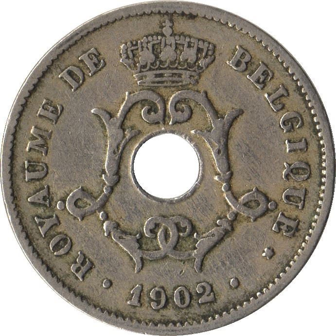 Belgian 10 Centimes Coin | Leopold II Belgique | Olive | Star | KM48 | 1901 - 1903