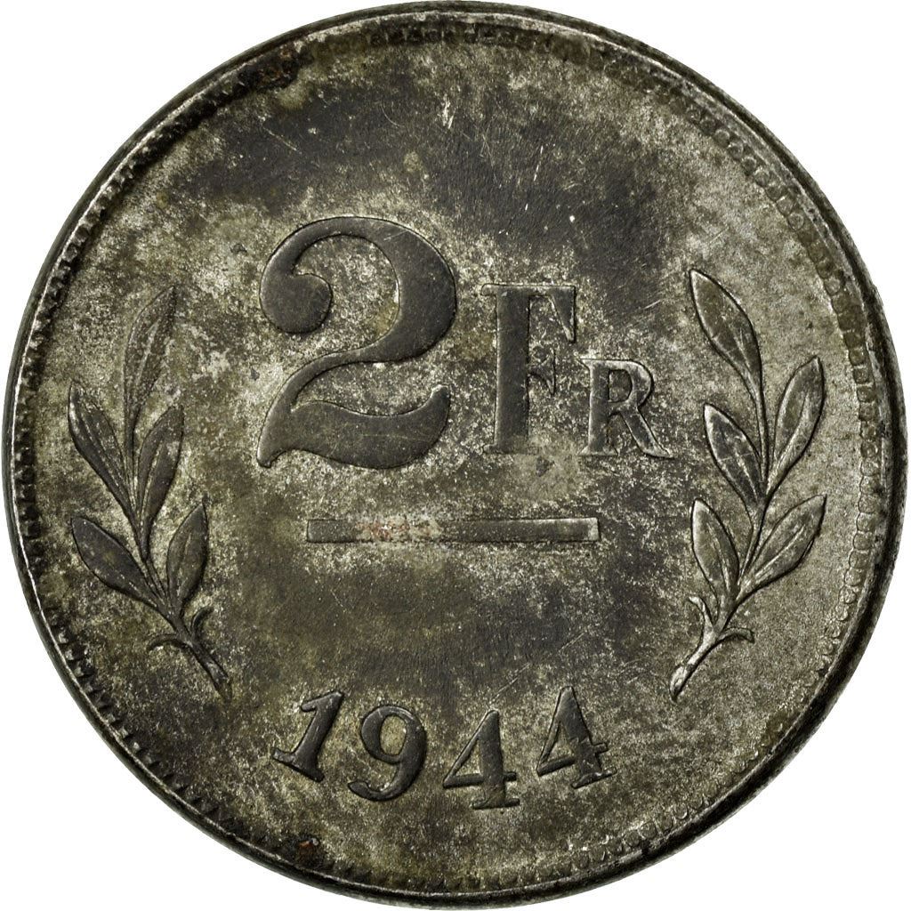 Belgian 2 Francs Allied Occupation Coinage | Olive branch | Star | KM133 | 1944