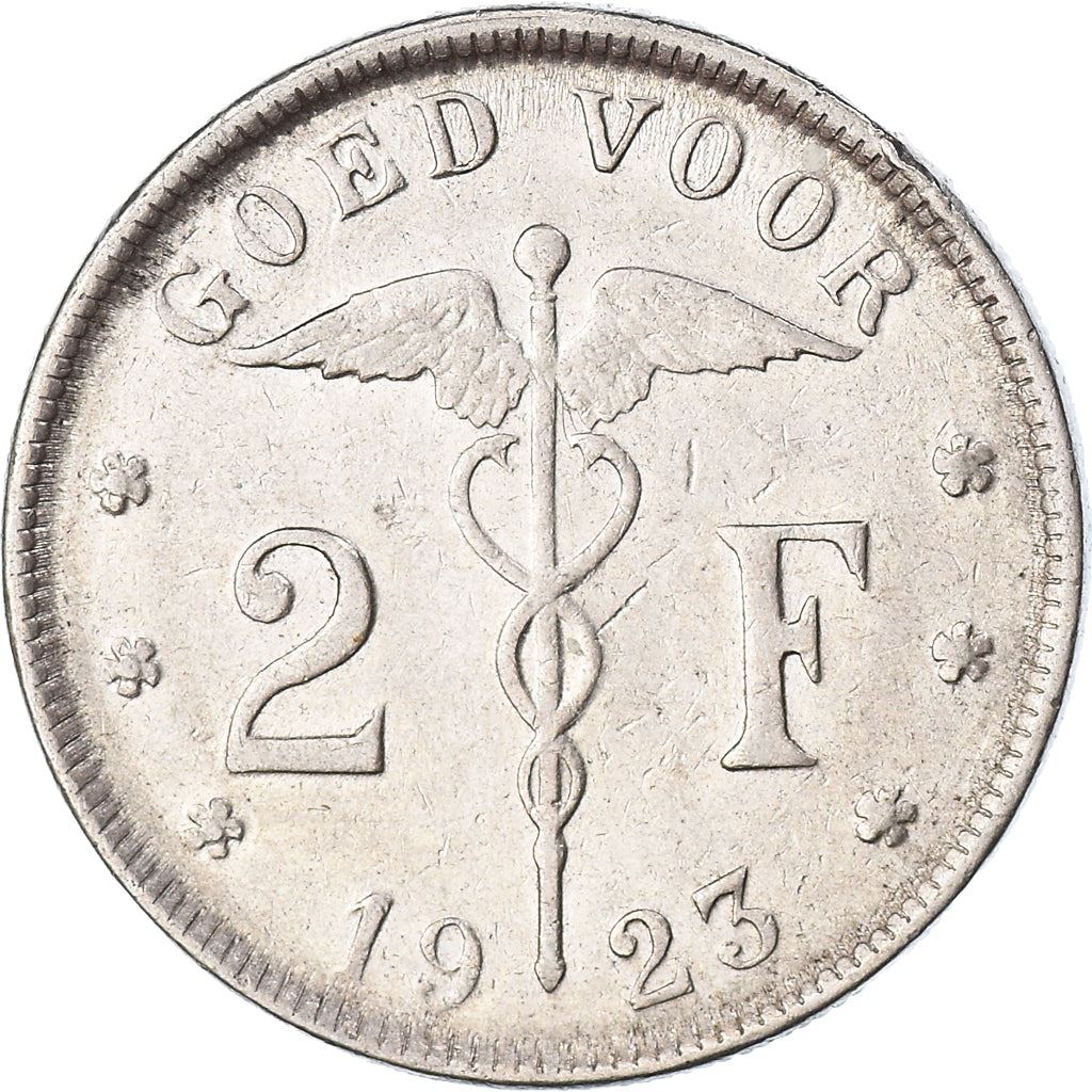 Belgian 2 Francs Coin | Albert I Belgie | Libertine | Caduceus | KM92 | 1923 - 1930