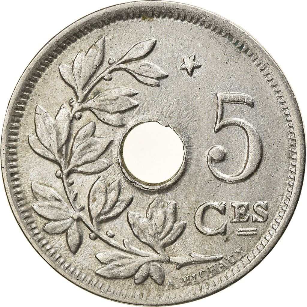 Belgian 5 Centimes Coin | Albert I Belgique | Star | Olive Sprig | KM93 | 1932