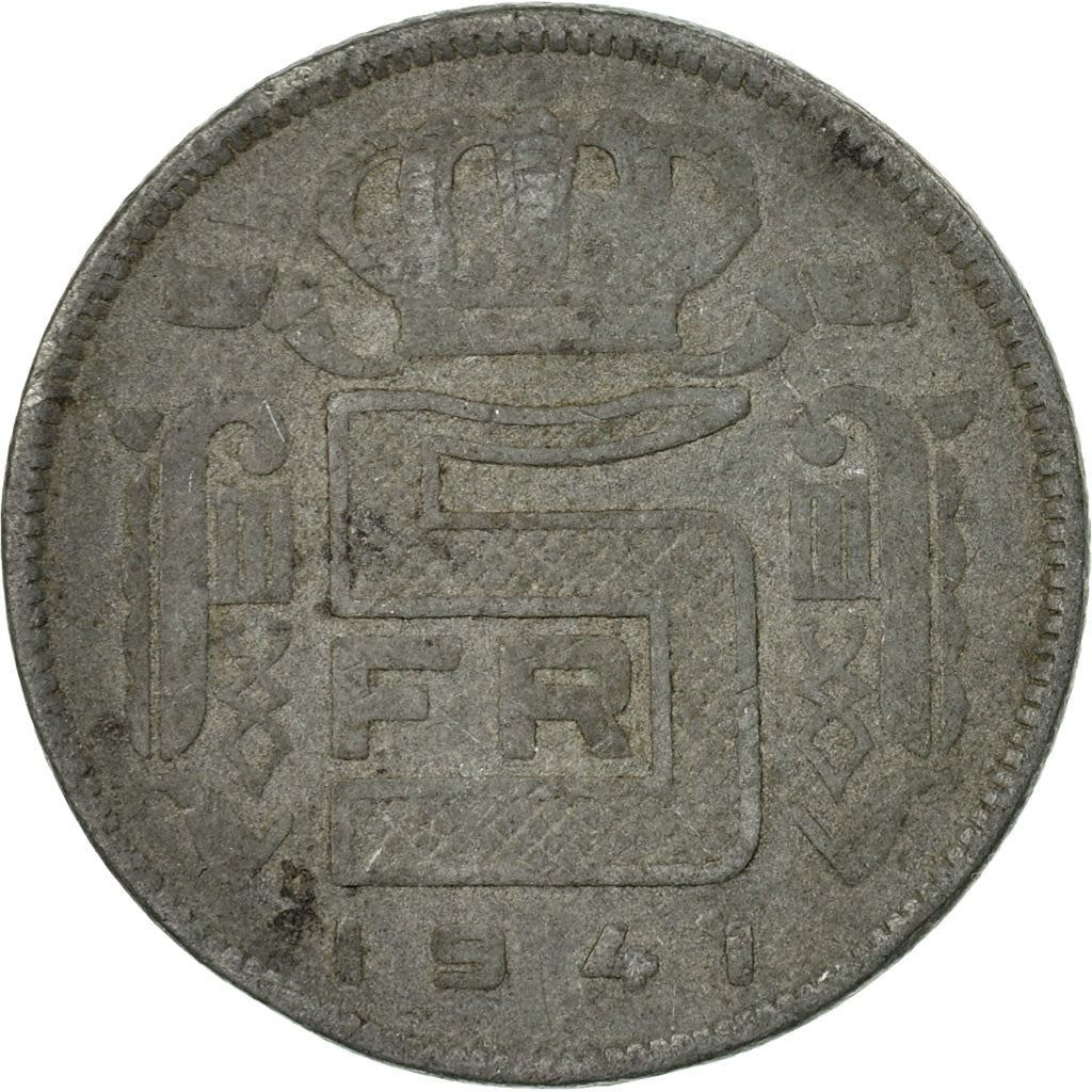 Belgian 5 Francs Coin | Leopold III Belgie | KM130 | 1941 - 1947