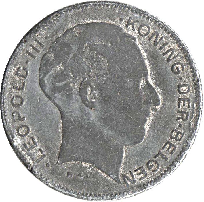 Belgian 5 Francs Coin | Leopold III Belgie | KM130 | 1941 - 1947