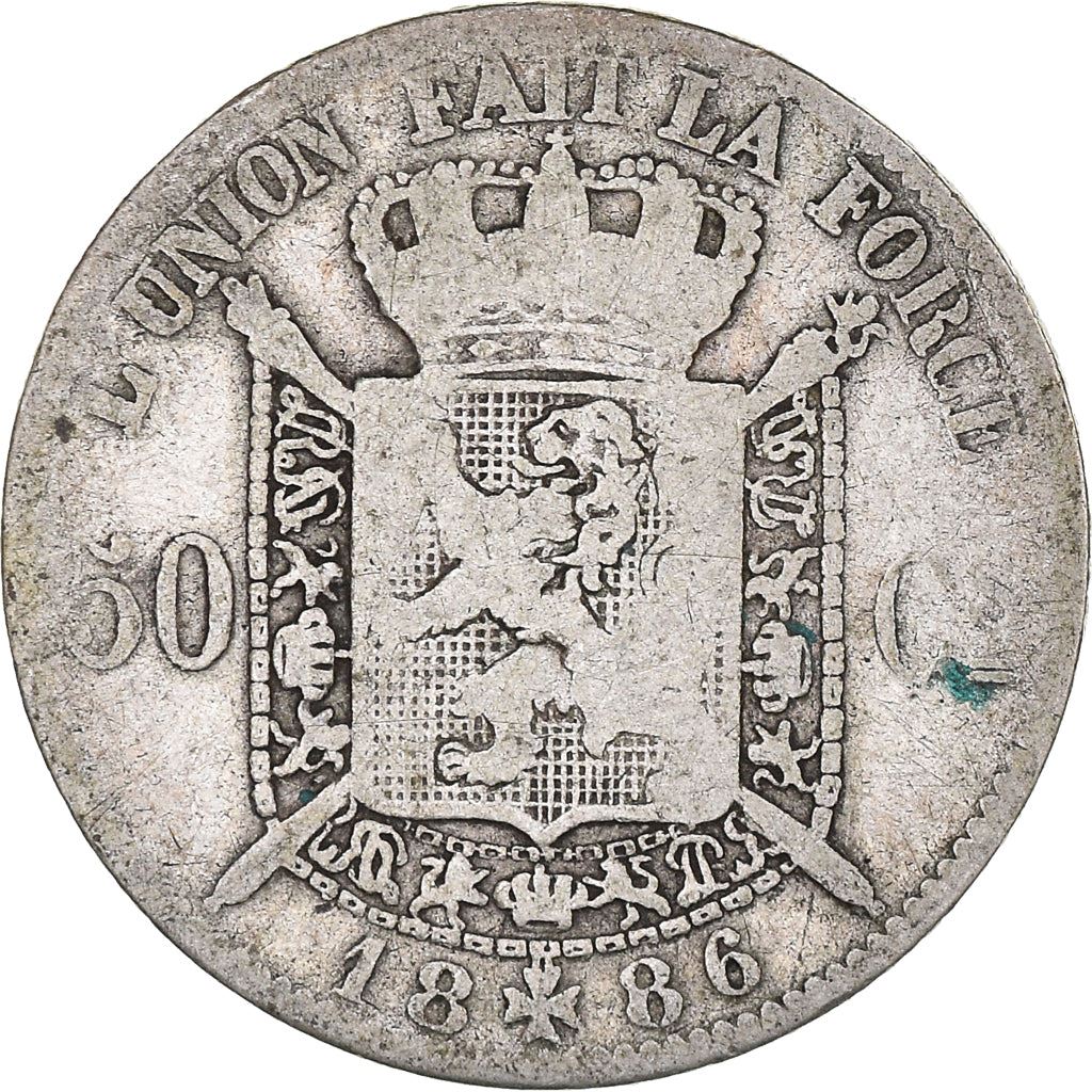 Belgian 50 Centimes Coin | Leopold II | KM26 | 1866 - 1899