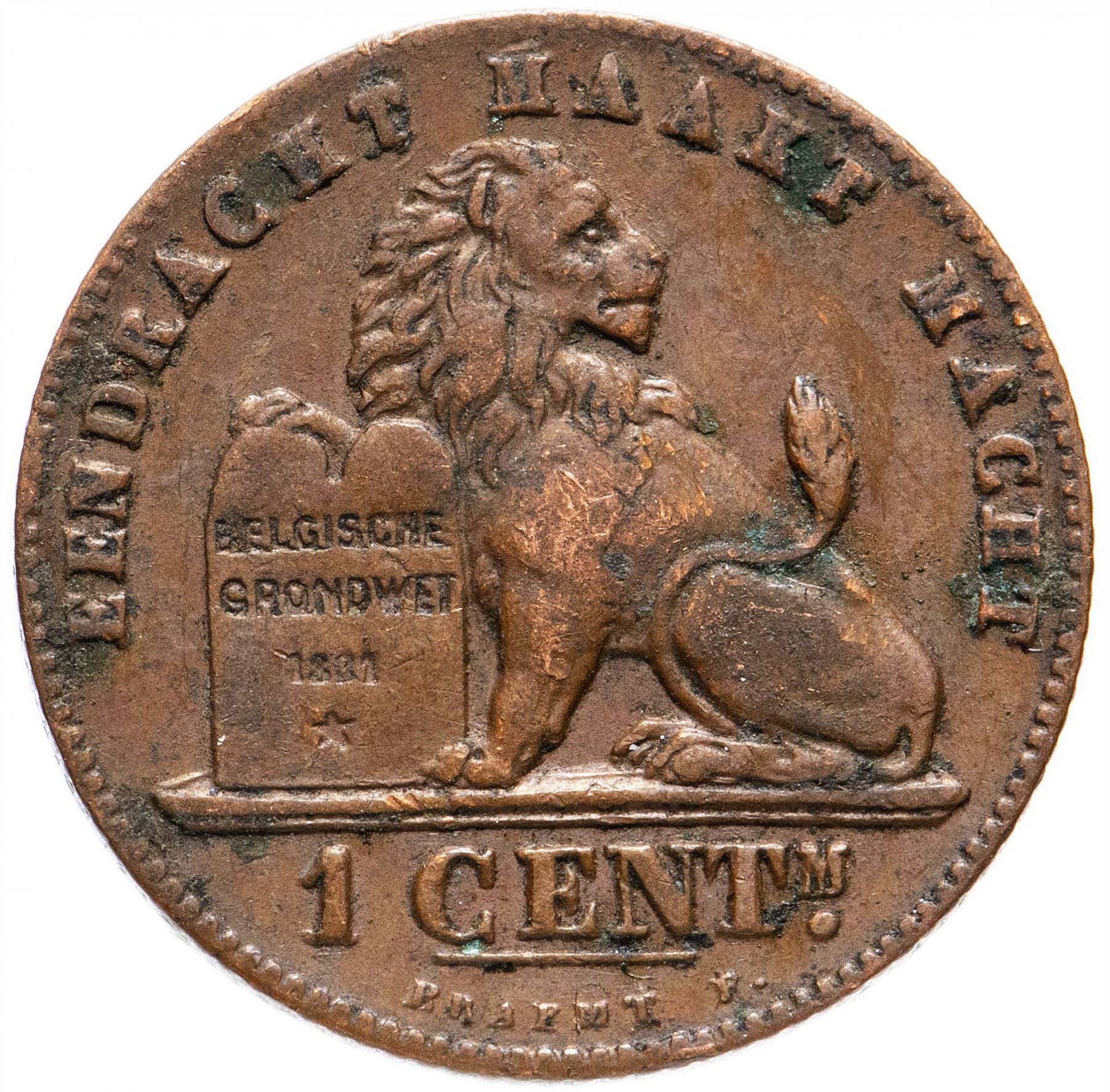 Belgian Coin 1 Centime - Léopold II België | Lion | Constitution | KM34 | 1887 - 1907