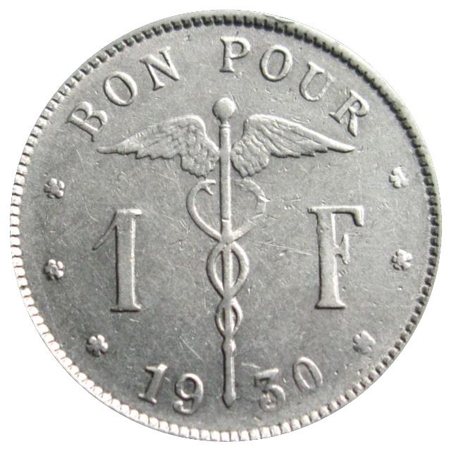 Belgian Coin 1 Franc - Albert I Belgique | Libertine | Sword | KM89 | 1922 - 1934