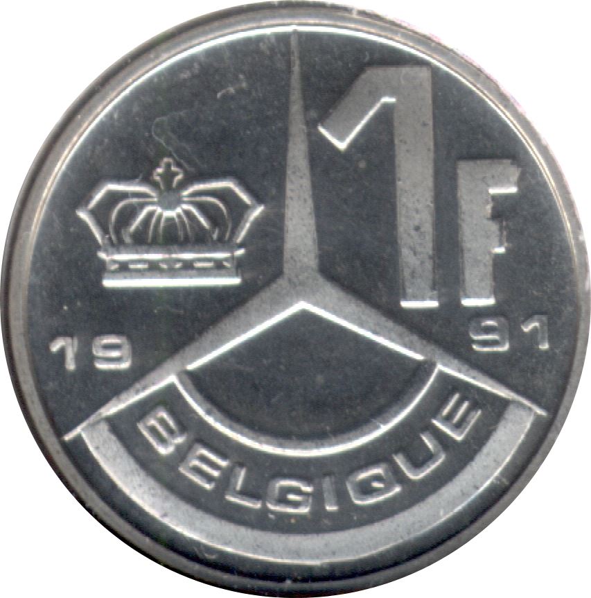 Belgian Coin 1 Franc - Baudouin I Belgique | Star | KM170 | 1989 - 1993