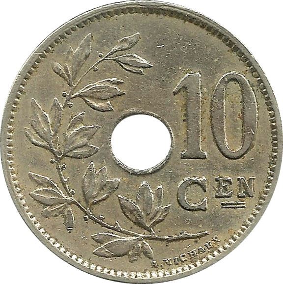 Belgian Coin 10 Centimes - Albert I België | Olive Branch | Star | KM86 | 1911 - 1929