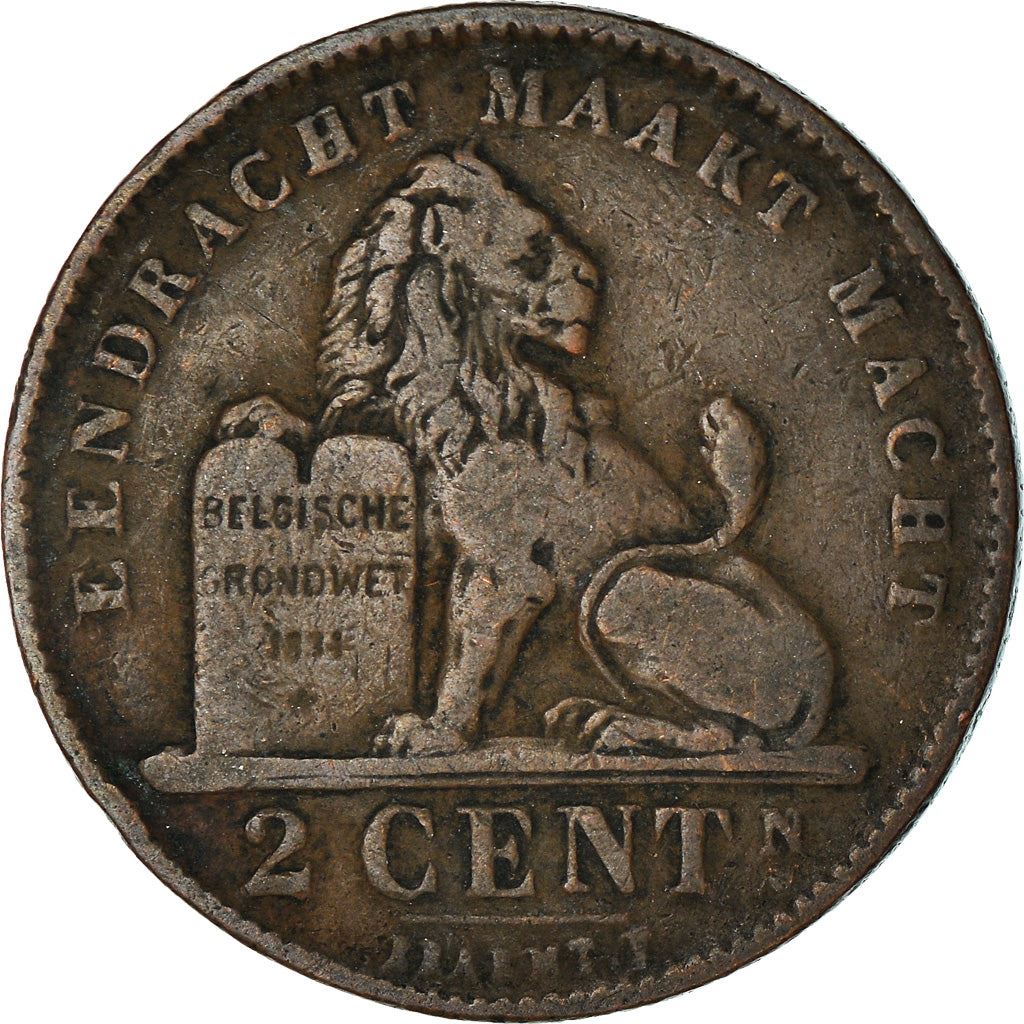 Belgian Coin 2 Centimes - Albert I België | Lion | Star | Slab | KM65 | 1910 - 1919