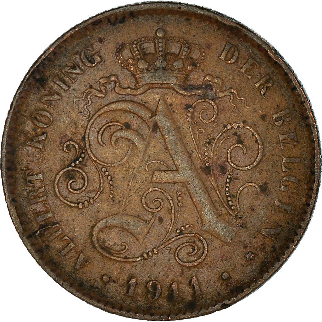 Belgian Coin 2 Centimes - Albert I België | Lion | Star | Slab | KM65 | 1910 - 1919