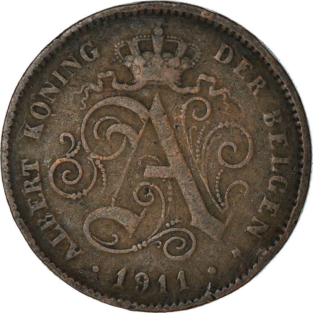 Belgian Coin 2 Centimes - Albert I België | Lion | Star | Slab | KM65 | 1910 - 1919