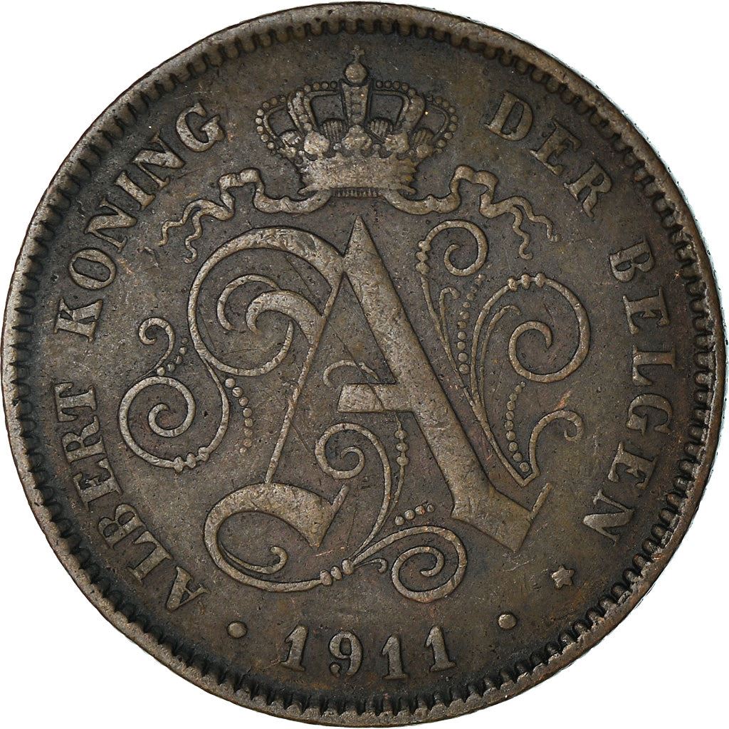 Belgian Coin 2 Centimes - Albert I België | Lion | Star | Slab | KM65 | 1910 - 1919