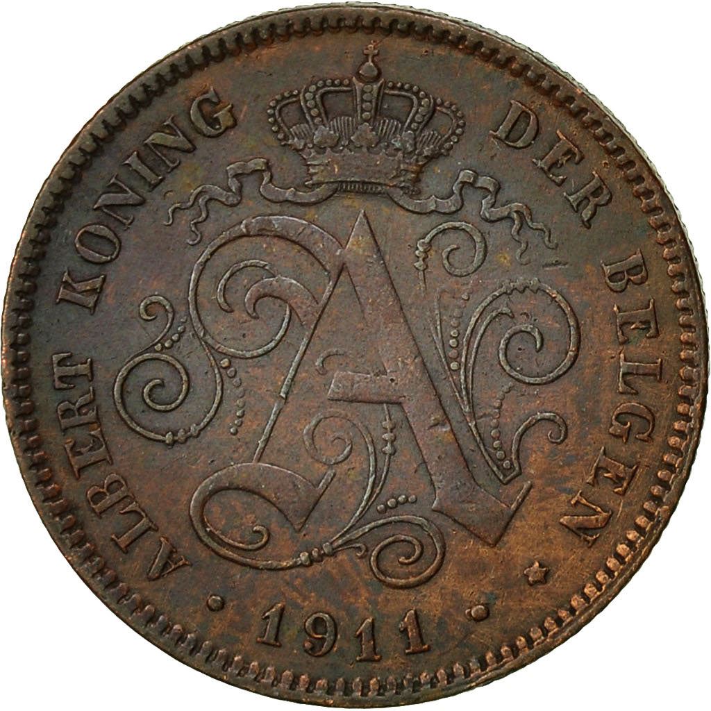 Belgian Coin 2 Centimes - Albert I België | Lion | Star | Slab | KM65 | 1910 - 1919