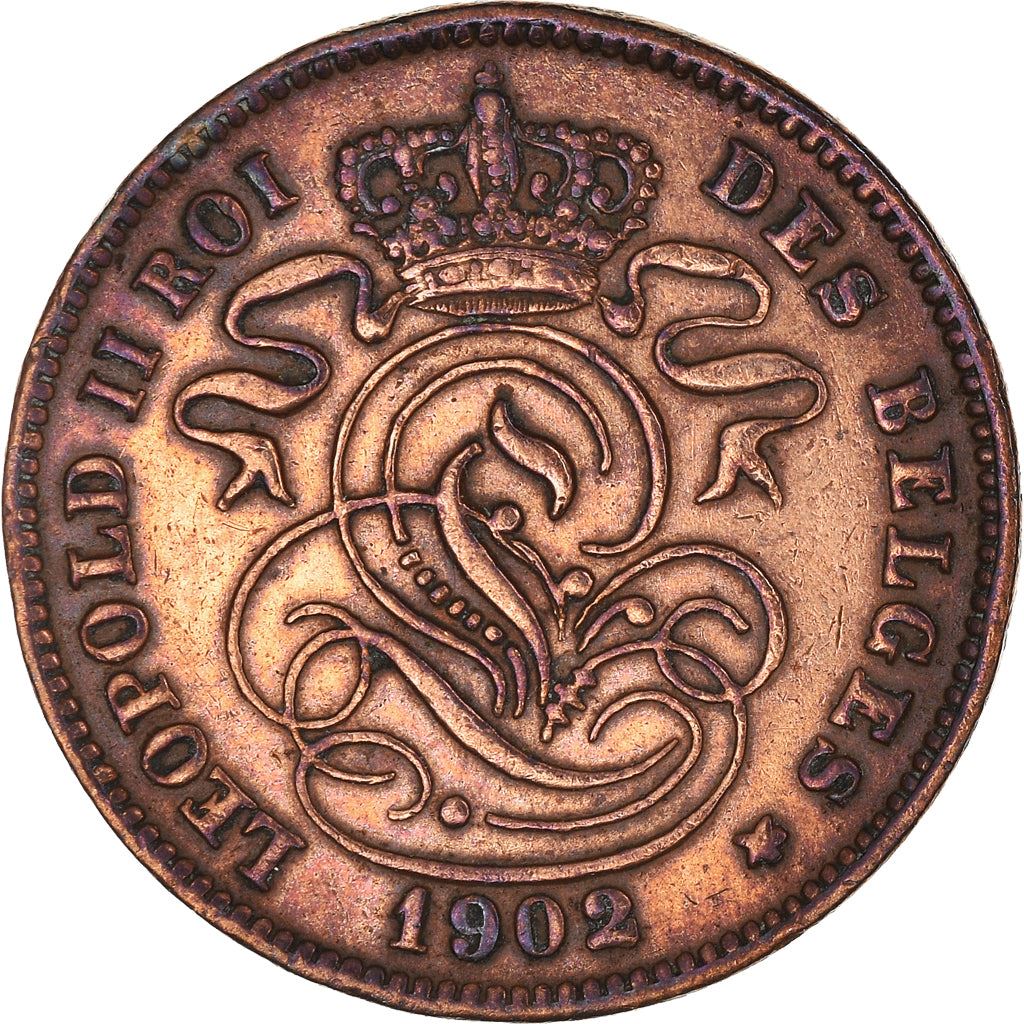 Belgian Coin 2 Centimes - Léopold II België | Lion | Star | KM36 | 1902 - 1909