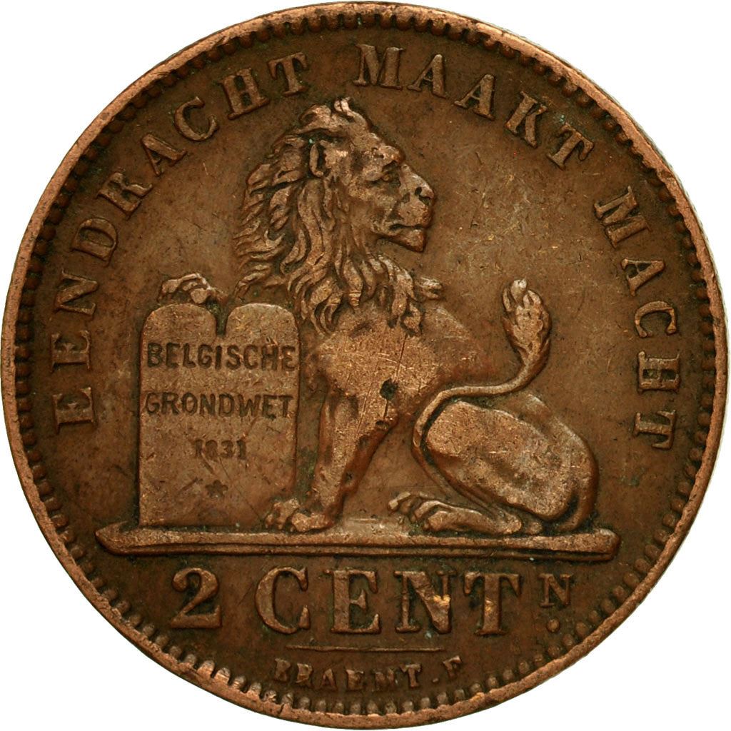 Belgian Coin 2 Centimes - Léopold II België | Lion | Star | KM36 | 1902 - 1909