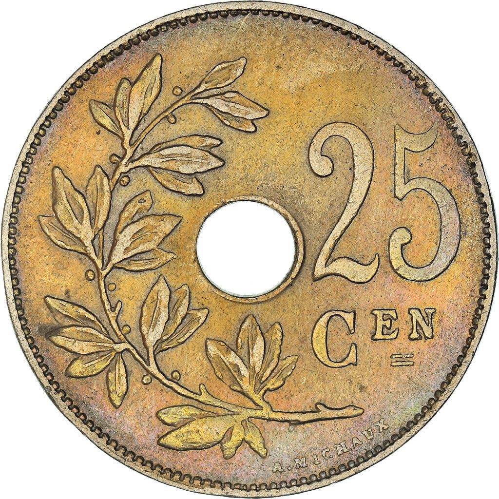 Belgian Coin 25 Centimes - Albert I Belgique | Olive Branch | Star | KM68.1 | 1913 - 1929