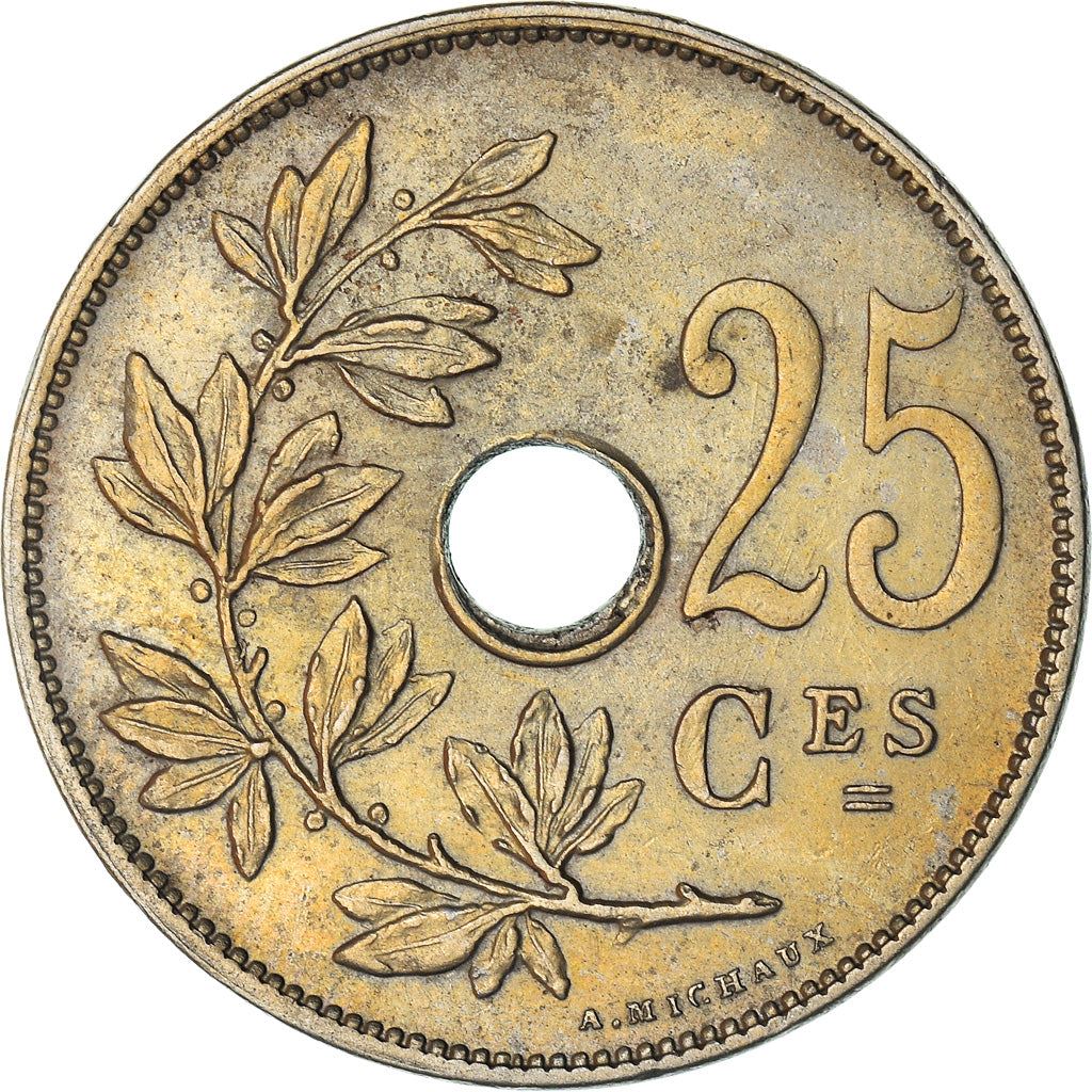 Belgian Coin 25 Centimes - Albert I Belgique | Olive Branch | Star | KM68.1 | 1913 - 1929