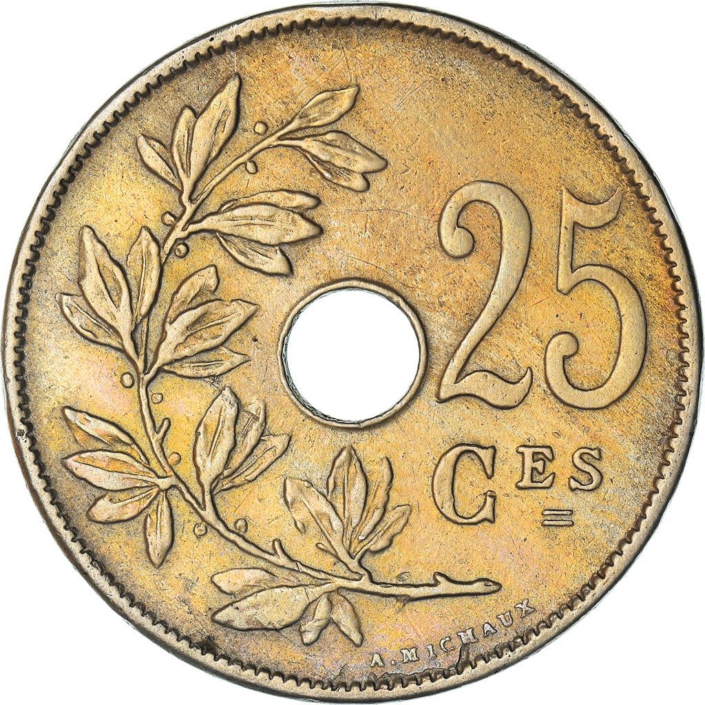 Belgian Coin 25 Centimes - Albert I Belgique | Olive Branch | Star | KM68.1 | 1913 - 1929