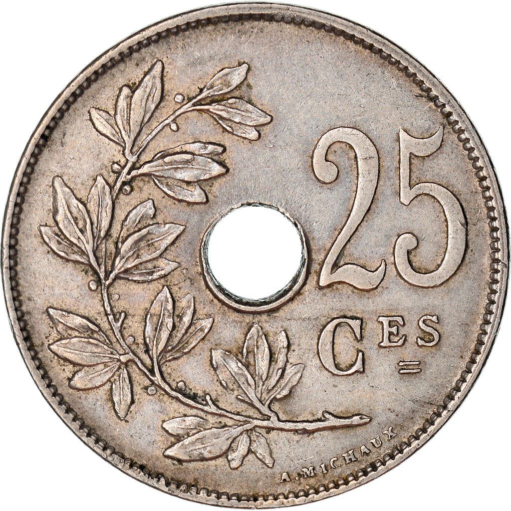 Belgian Coin 25 Centimes - Albert I Belgique | Olive Branch | Star | KM68.1 | 1913 - 1929