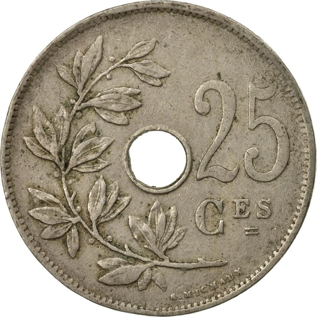 Belgian Coin 25 Centimes - Albert I Belgique | Olive Branch | Star | KM68.1 | 1913 - 1929