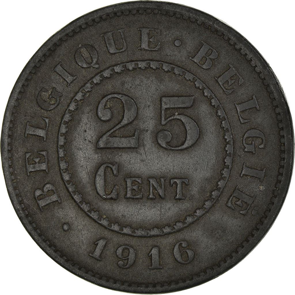 Belgian Coin 25 Centimes German Occupation Coinage | Lion | Flower | KM82 | 1915 - 1918