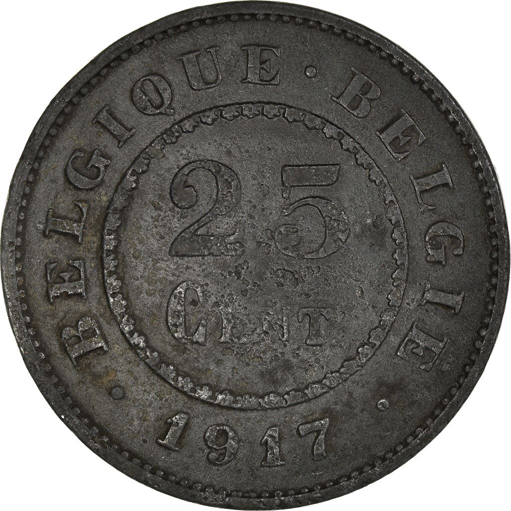 Belgian Coin 25 Centimes German Occupation Coinage | Lion | Flower | KM82 | 1915 - 1918