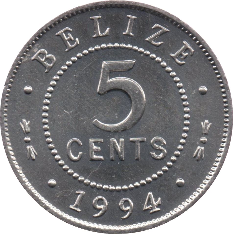 Belizean Coin 5 Cents | Queen Elizabeth II | KM34a | Belize | 1976 - 2018