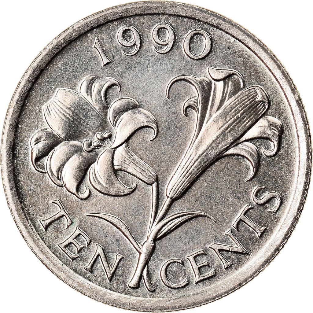 Bermuda | 10 Cents Coin | Queen Elizabeth II | Bermuda Lily | KM46 | 1986 - 1998