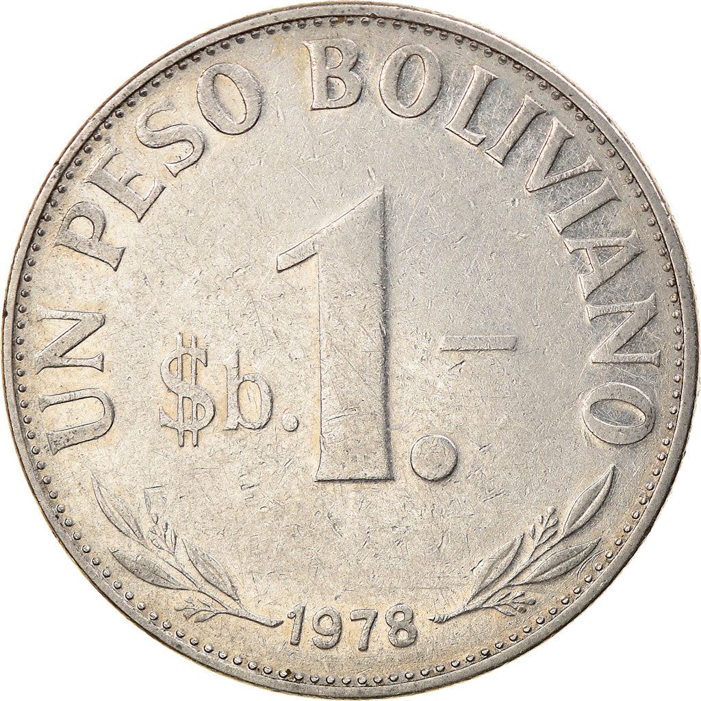 Bolivia 1 Peso Boliviano Coin | Mountains | Chapel | Palm Tree | Lama | KM192 | 1968 - 1980