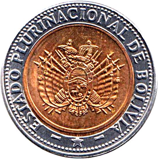 Bolivia | 5 Bolivianos Coin | KM219 | 2010 - 2012