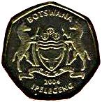 Botswana 2 Pula Coin | White Rhinoceros | Rhino | KM25a | 2004