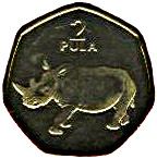 Botswana 2 Pula Coin | White Rhinoceros | Rhino | KM25a | 2004