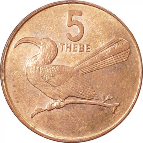 Botswana 5 Thebe Coin | Red-billed Hornbill | KM4a | 1991 - 1996