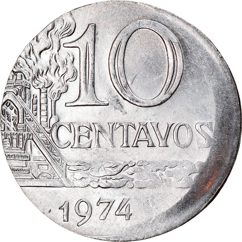 Brazil 10 Centavos Coin | magnetic | KM578.1a | 1974 - 1979