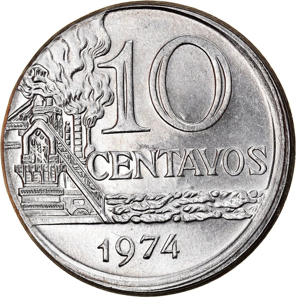 Brazil 10 Centavos Coin | magnetic | KM578.1a | 1974 - 1979