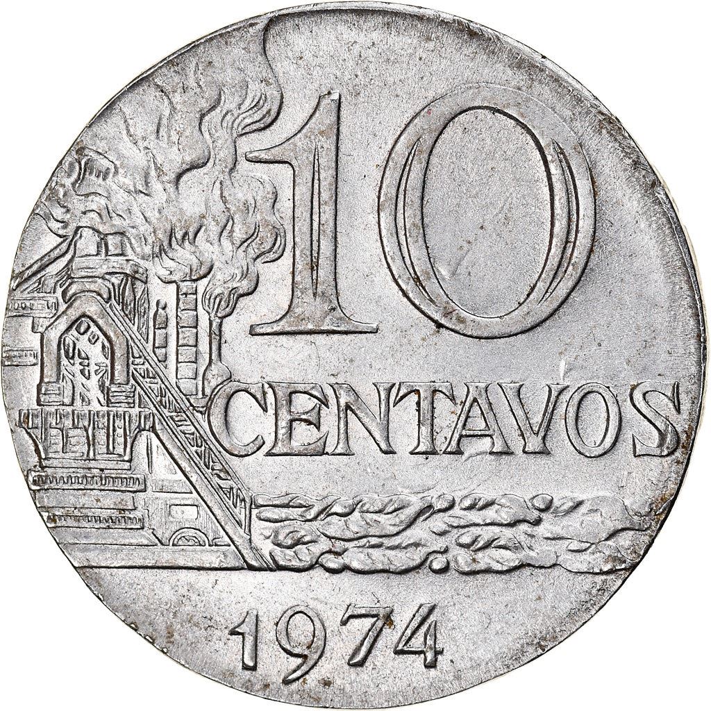 Brazil 10 Centavos Coin | magnetic | KM578.1a | 1974 - 1979