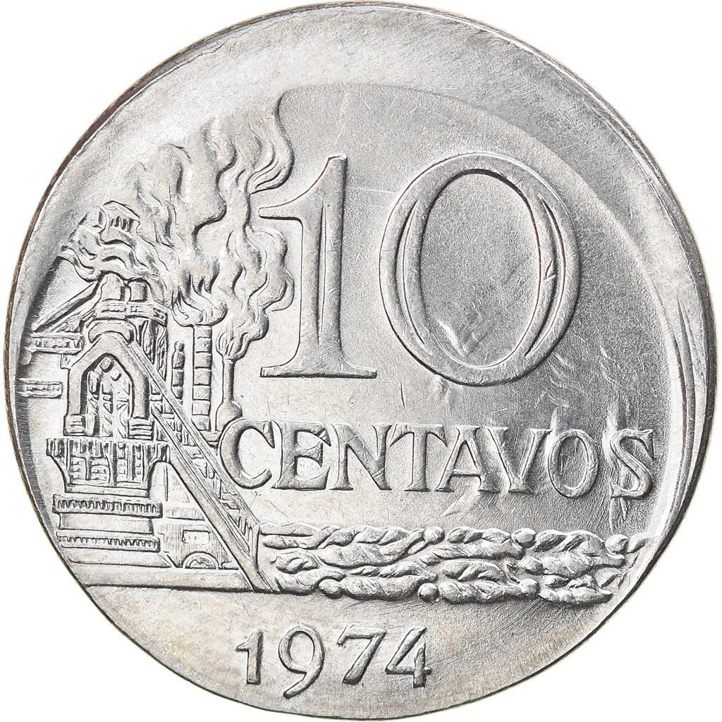 Brazil 10 Centavos Coin | magnetic | KM578.1a | 1974 - 1979